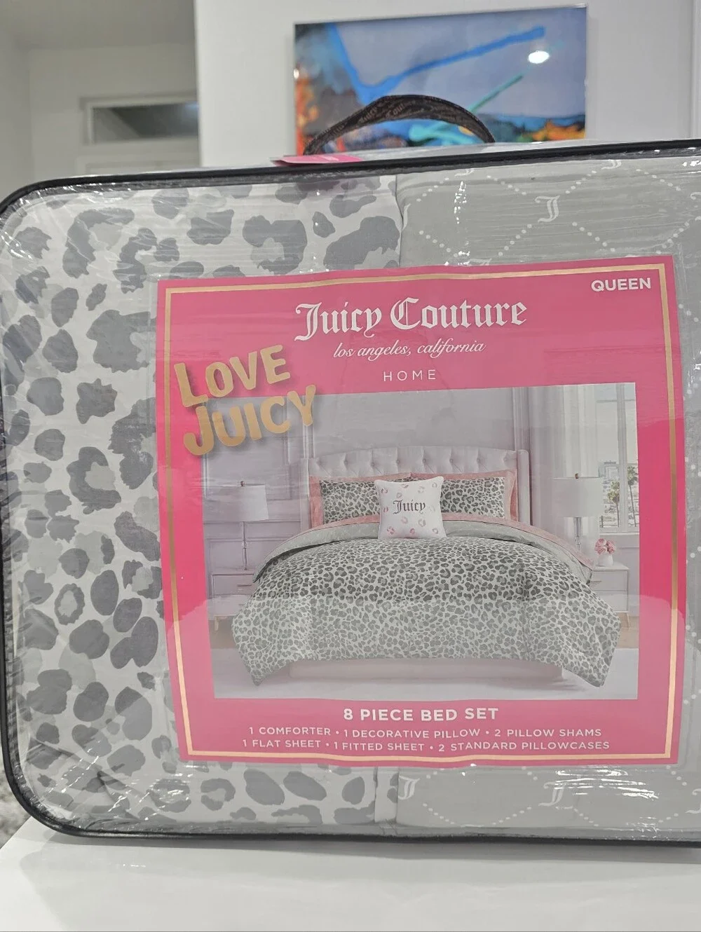Juicy Couture QUEEN 8 Piece Leopard Gray Comforter Set Viral